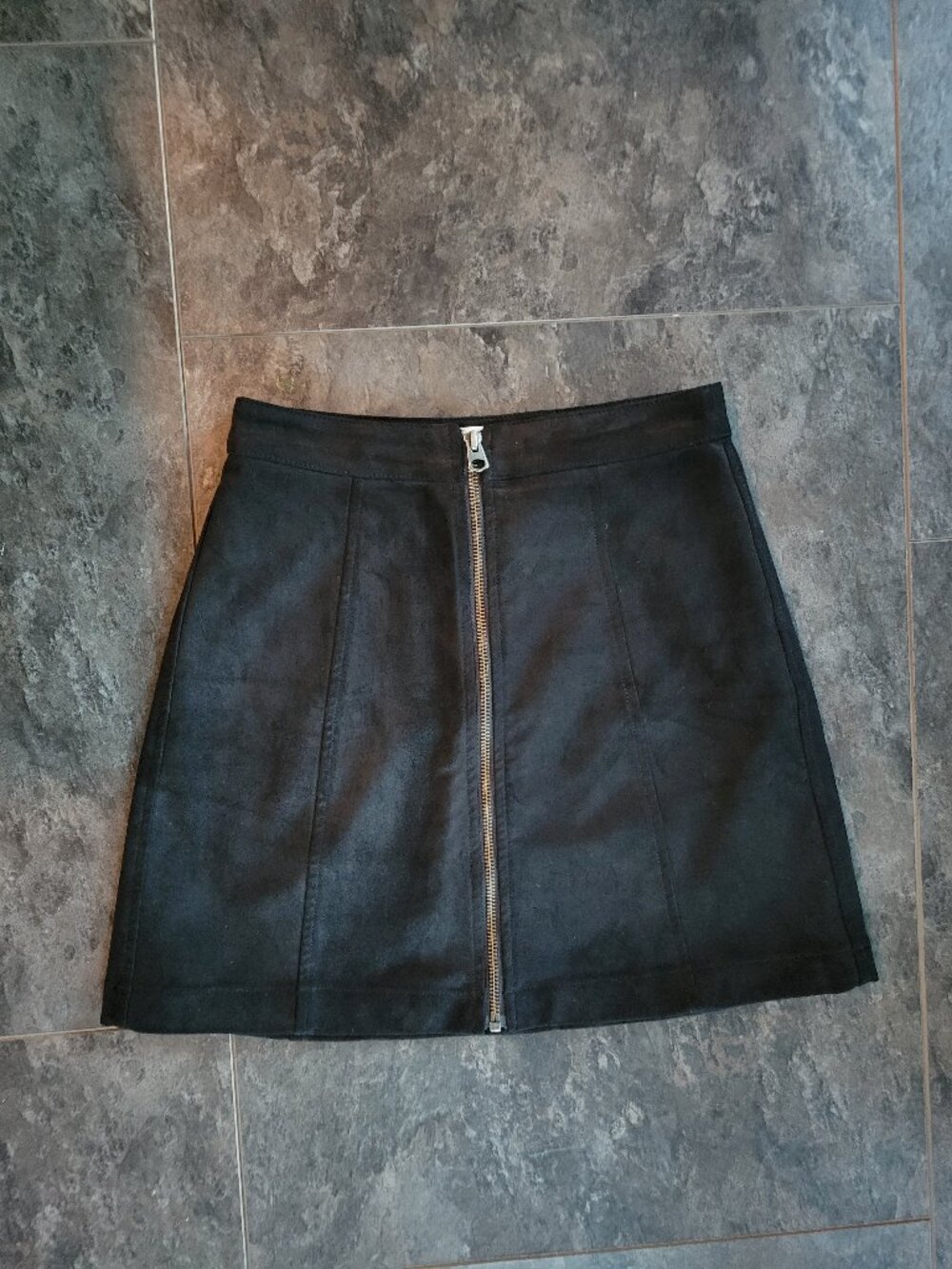 Aritzia - Sleek Black Suede Mini Skirt